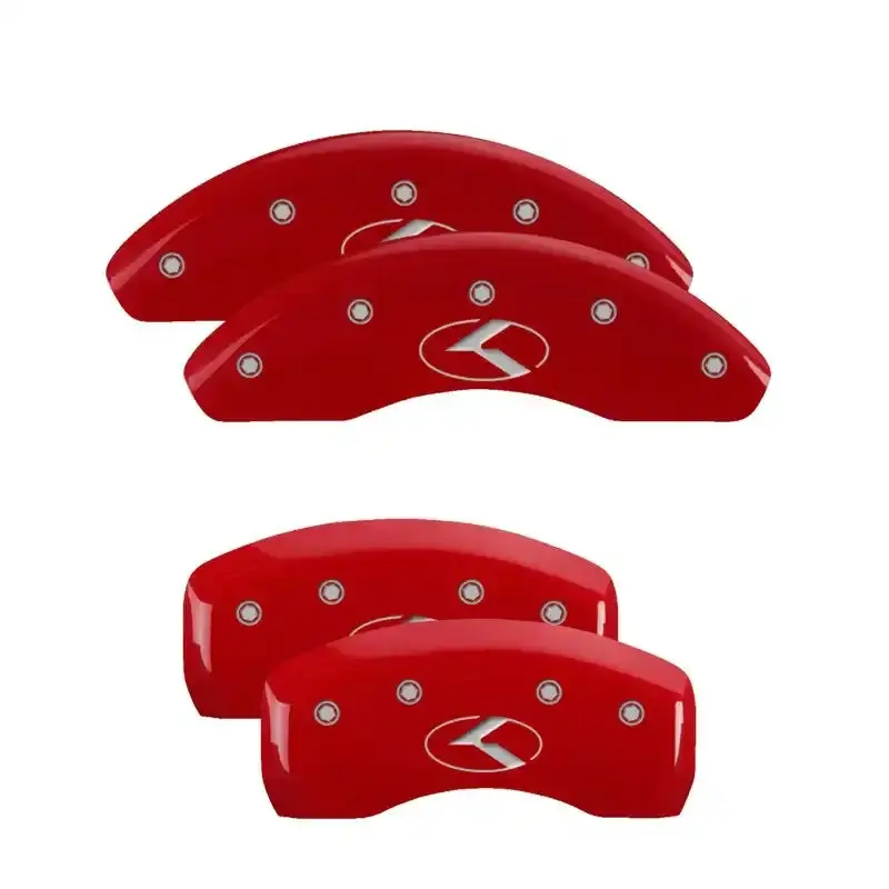 Mgp Engraved Caliper Covers – 4-Piece Set With Red Finish & Kia/K Logo (Silver Accent) 1