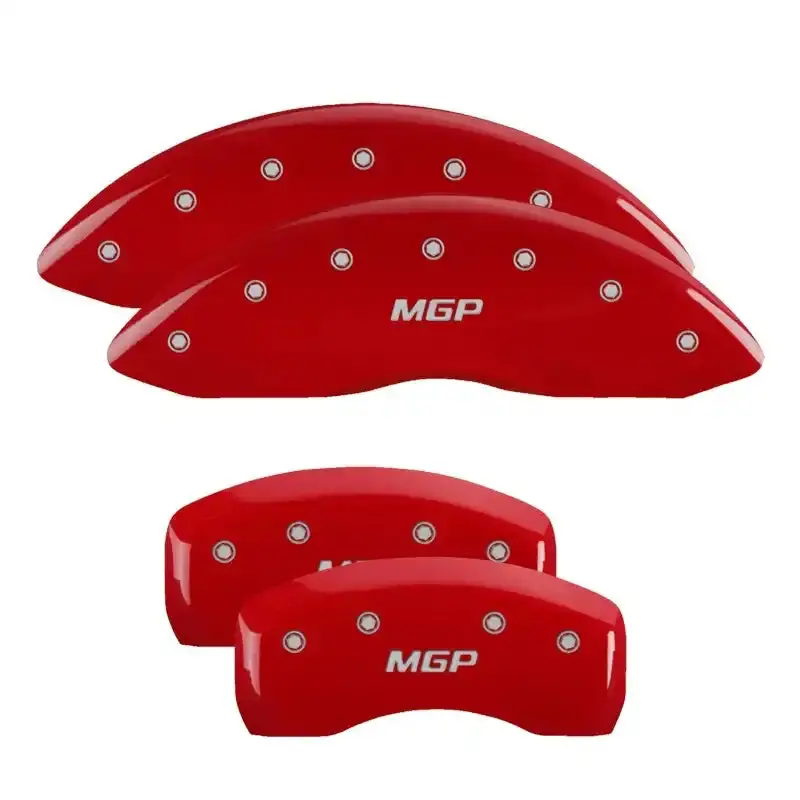Mgp Engraved Caliper Covers – Front & Rear Set With Red Finish And Silver Chrome Accents 1