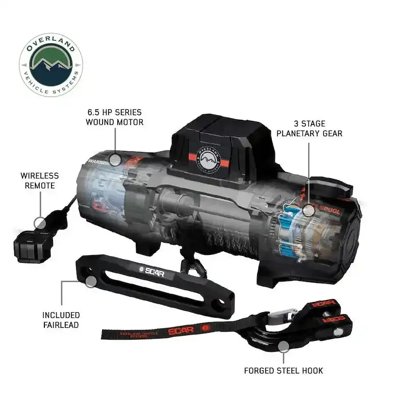 Overland Vcl 19099901 10,000-Lb Winch – Heavy-Duty Electric Recovery Winch With Accessories 1